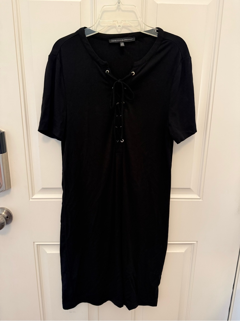 White House Black Market Black Lace-Up Midi Dress